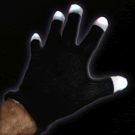 Flashing LED Gloves (aka Midnight Mitts) -Multicolor Black Glove (One Pair)
